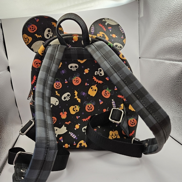 Loungefly Disney Parks Halloween Minnie Mouse Bow Ears Mini Backpack - Picture 3 of 4